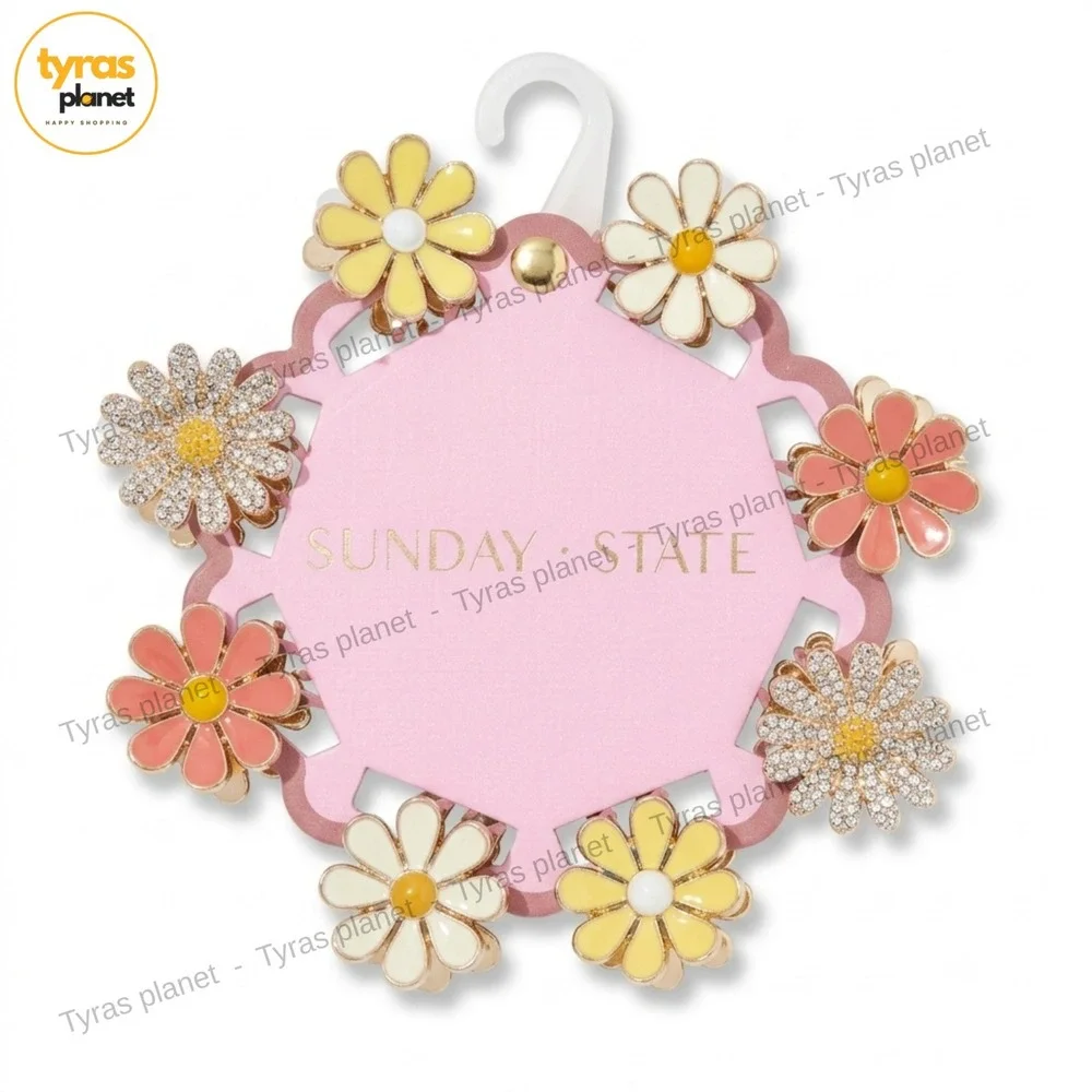 Daisy Themed Mini Hair Claw Clips, Set of 8, New in Package